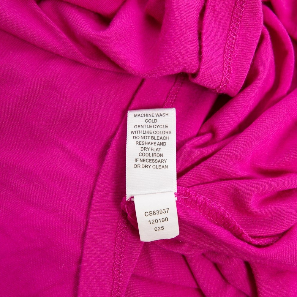 Cable & Gauge Button Sleeve Top Crew Neck Knit Tee Shirt Fuchsia M - Picture 12 of 12